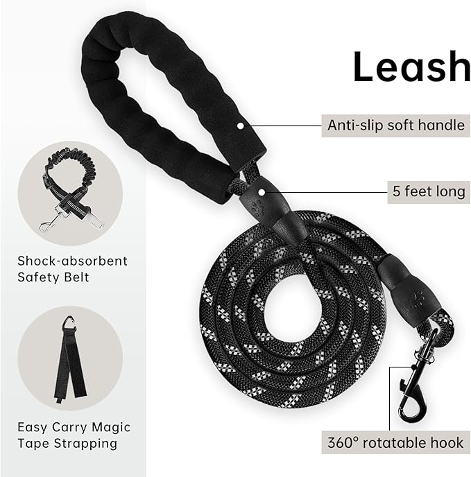 IVY&LANE No Pull Dog Harness with Leash Set, Reflective No Choke Pet Vest,Adjustable Oxford Dog Vest Harness with Easy Control Handle for Large Dogs (Vintage Blue,XL)