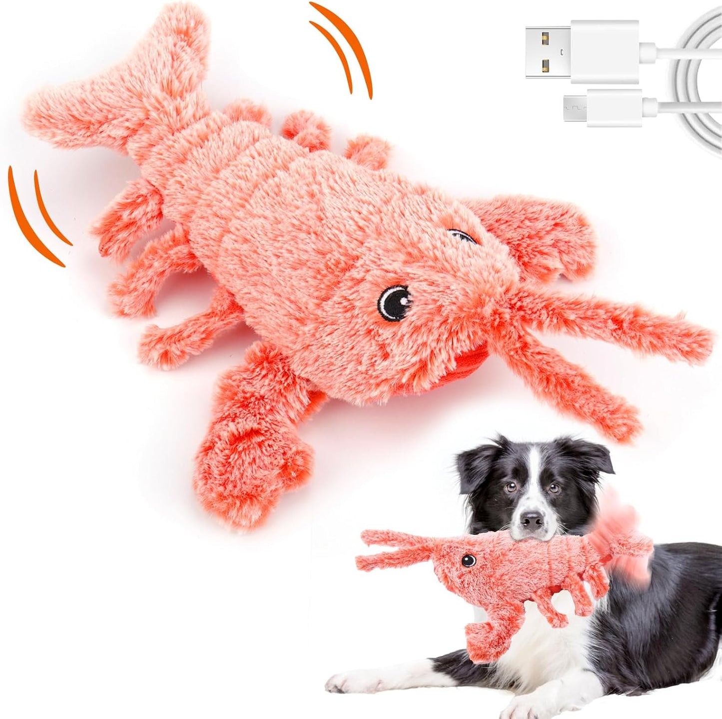 Mity rain Interactive Dog Toys - Wiggly Lobster for Small Medium Large Dogs, Moving Pet Toy to Keep Them Busy for Boredom, Floppy Smart Motion Activate Enrichment, Rechargeable