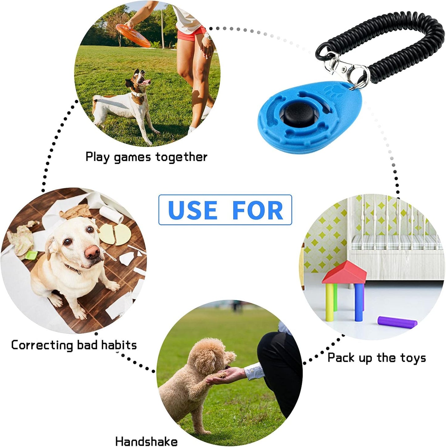 Frienda 9 Pieces Dog Training Clicker with Wrist Strap Pet Behavioral Training Clicker for Dogs Cats Birds Horses(Water Drop Style,Multicolor)