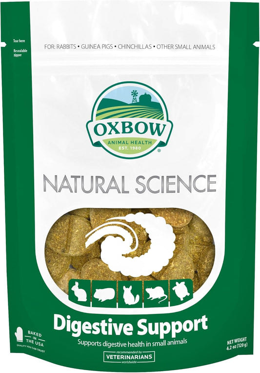 Oxbow Animal Health Natural Science Digestive Support, High Fiber Supplement for Rabbit & Guinea Pig, Made with Timothy Hay, Includes Chicory Root, Ginger Root, Chamomile, Made in USA, 4.2 oz Bag