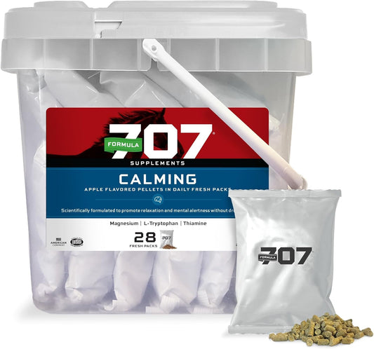 Formula 707 Calming Equine Supplement, Daily Fresh Packs – Anxiety Relief and Enhanced Focus for Horses – L-Tryptophan, Thiamine & Magnesium