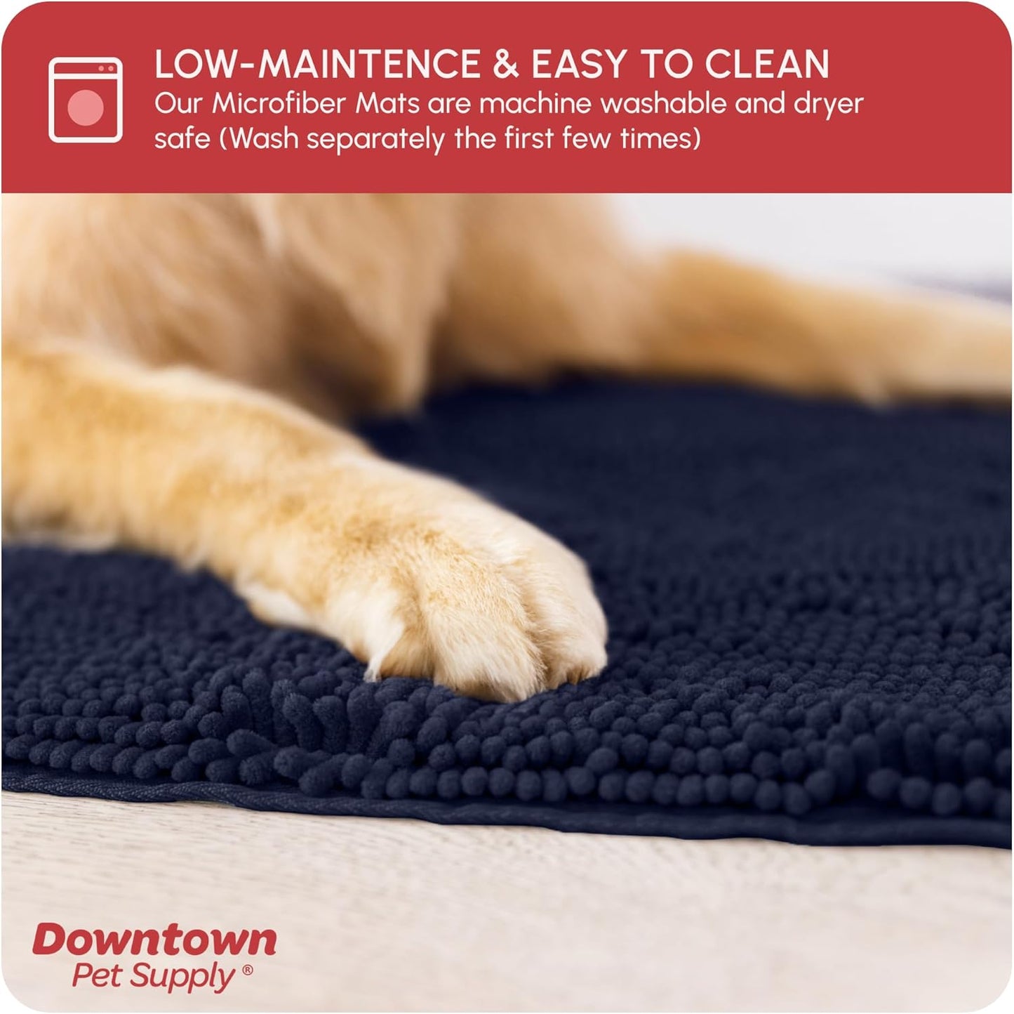 My Doggy Place Microfiber Dog Mat for Muddy Paws, 18" x 24" Navy Blue - Absorbent and Quick-Drying Dog Paw Cleaning Mat, Non-Slip Rubber Backed