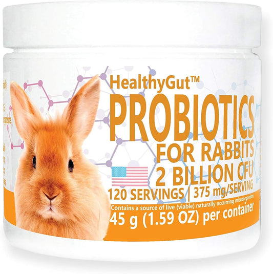 HealthyGut Probiotics for Rabbits Dietary Supplement, All-Natural Digestive System Formula (120 Servings)