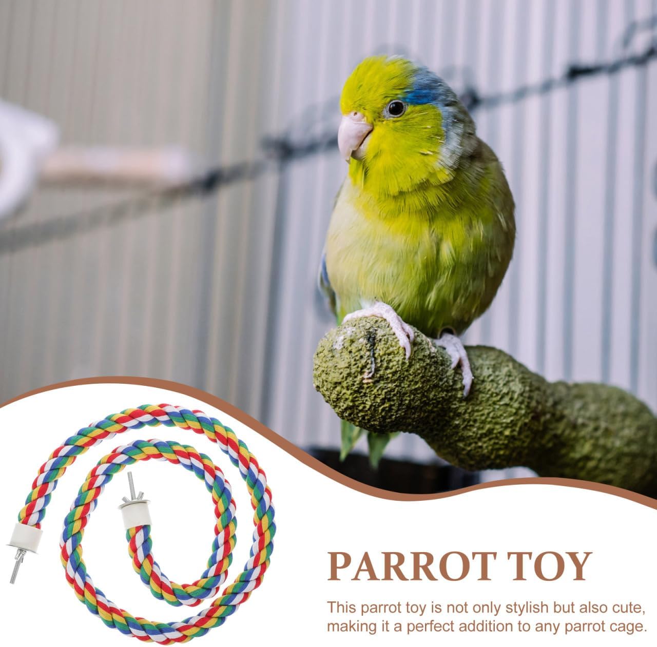 Bird Rope Perch, Colorful Parrot Cotton Rope Bird Perch Stand Climbing Toys Pet Parrot Chewing Toy for Parrots Cockatiels Parakeets Budgie Cages