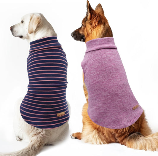 KYEESE 2Pack Dog Sweater Pullover Dog Sweaters for Medium Dogs Girl Soft Dogs Clothes Stretchy Pet Sweatshirt Warm Dogs Coats Turtleneck Large Pets Sweater