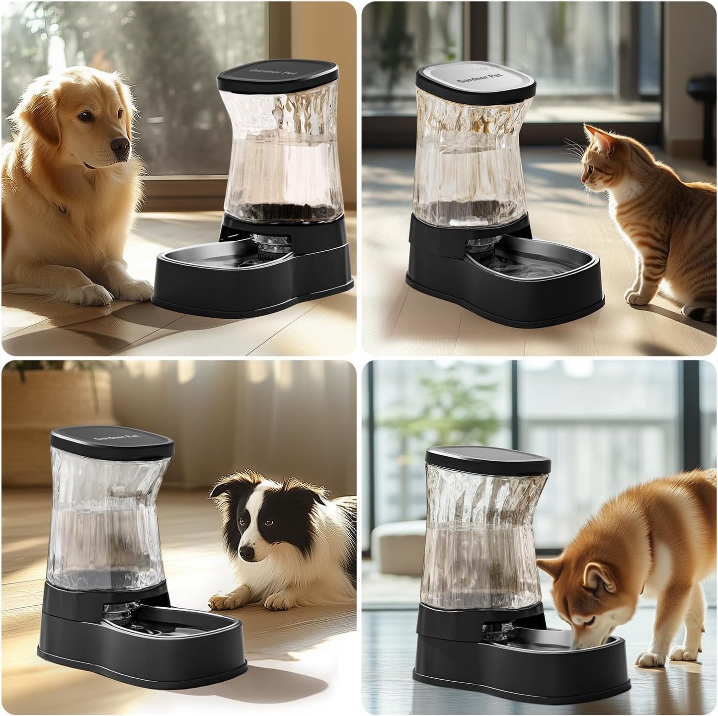 Gardner Pet Automatic Dog Water Dispenser Gravity Stainless Steel Water Waterer Feeder, Large Capacity Water Feeding Bowls for Medium & Large-Sized Dogs Cats Other Pets -(2.1 Gallon)