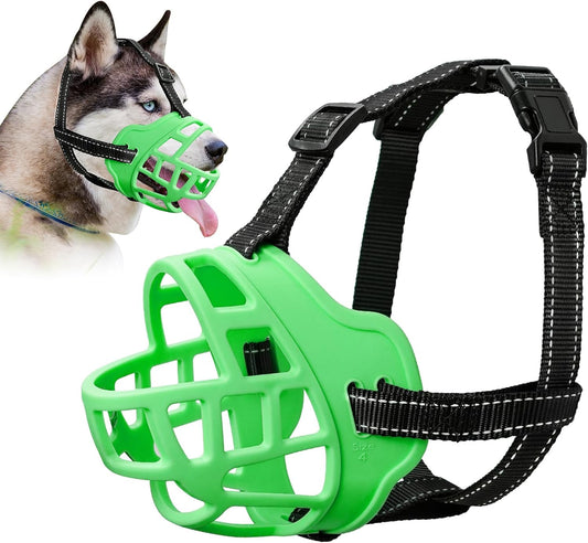 Dog Muzzle for Large Dogs, Breathable Basket Muzzles for Small, Medium and X-Large Aggressive Dog, Allows Panting Drinking, Suitable for Grooming Trimming Training (5, Luminous Green)