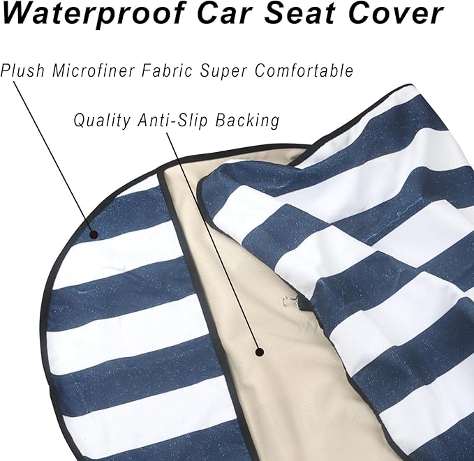Car Seat Cover Protector Front Seats,for Gym Workout,Running,Swimming,Beach and Hiking,Waterproof Sweat Towel Bucket Seat Covers for Cars SUV Trucks (Blue Stripe, 1Pcs)