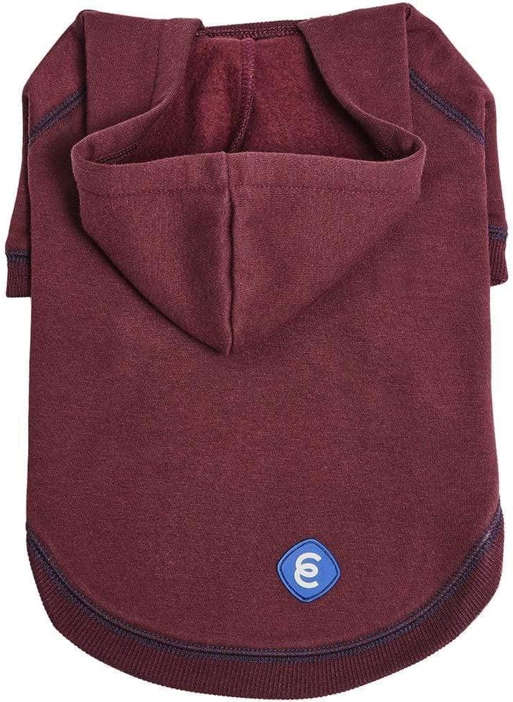 Blueberry Pet Dog Hoodie – 12″ Cotton‑Blend Mid‑Weight Sweatshirt with Hood, Award‑Winning Small‑Dog Jacket, Burgundy Red