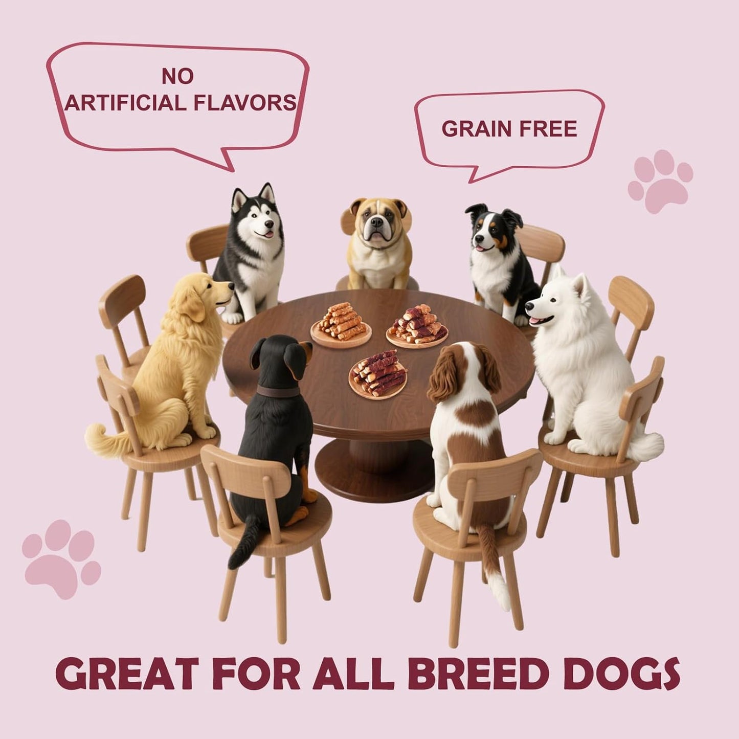 ASMPET Dog Treats, Chicken & Duck Wrapped Beef Cartilage, Rawhide Free & Grain Free Dog Snacks