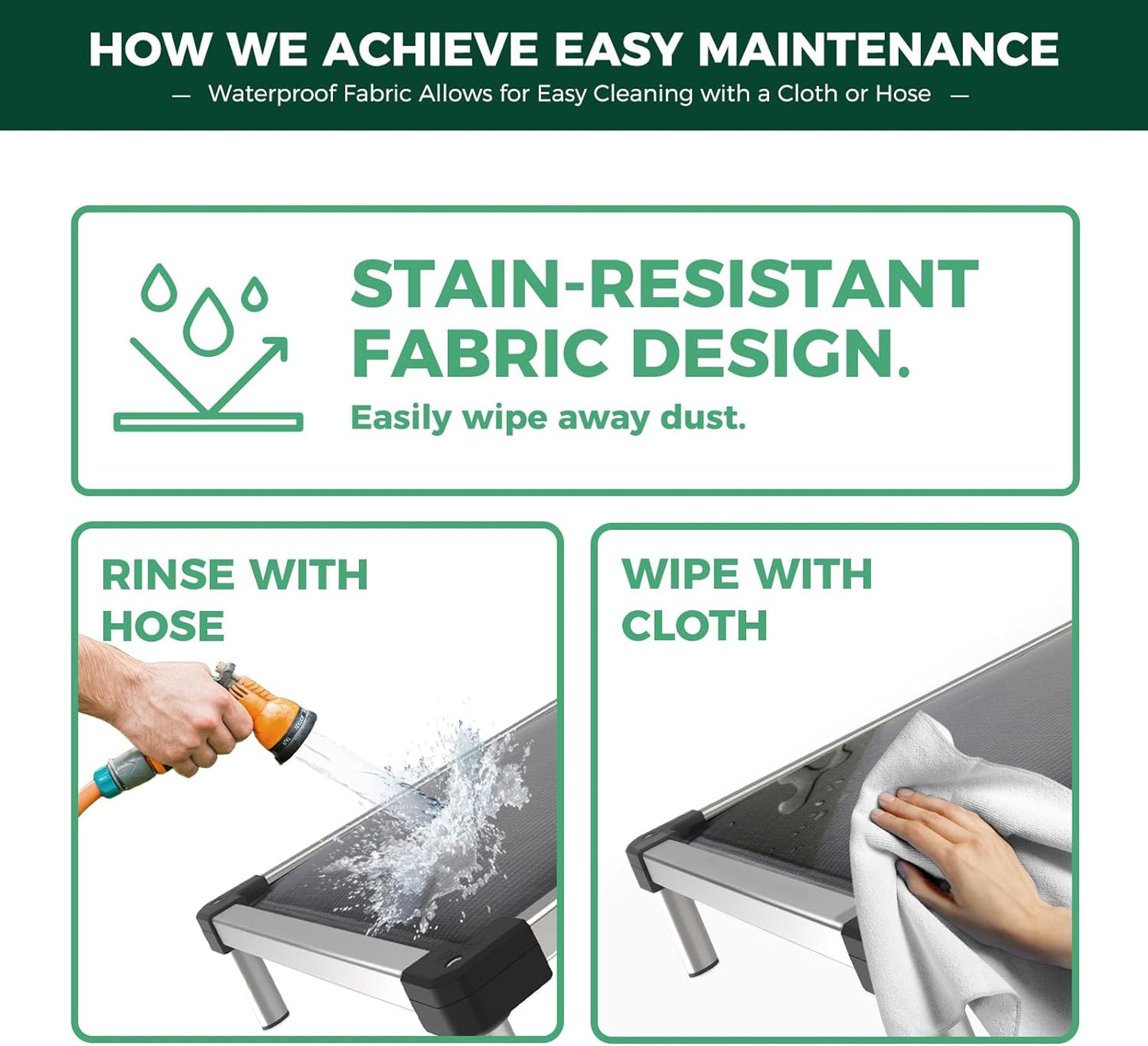 FXW TitanNest Chew-Proof Elevated Dog Bed, Raised Cot for Indoor/Outdoor/Camping Use, Durable & Washable Padded Pet Bed for Toy Dogs, 24.0" L x 20.0" W x 4.1" H, Gray