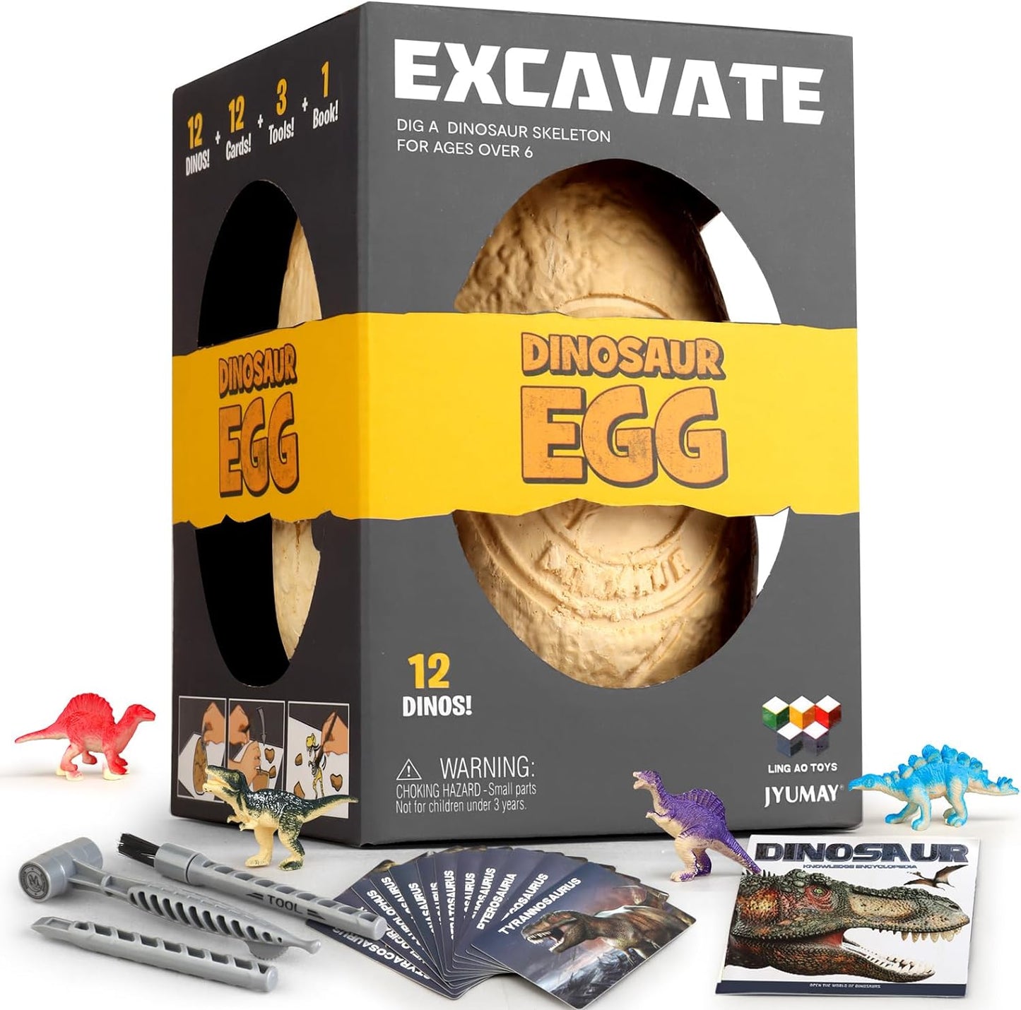 Jumbo Dino Egg Dig Kit - 12 Dinosaurs Excavation Kit, Dinosaur Toys for Kids 5-7, Fossil Dino Dig for Dinosaur Collection, Toys Gifts for Boys Girls 6 and up Year Old Birthday Gift