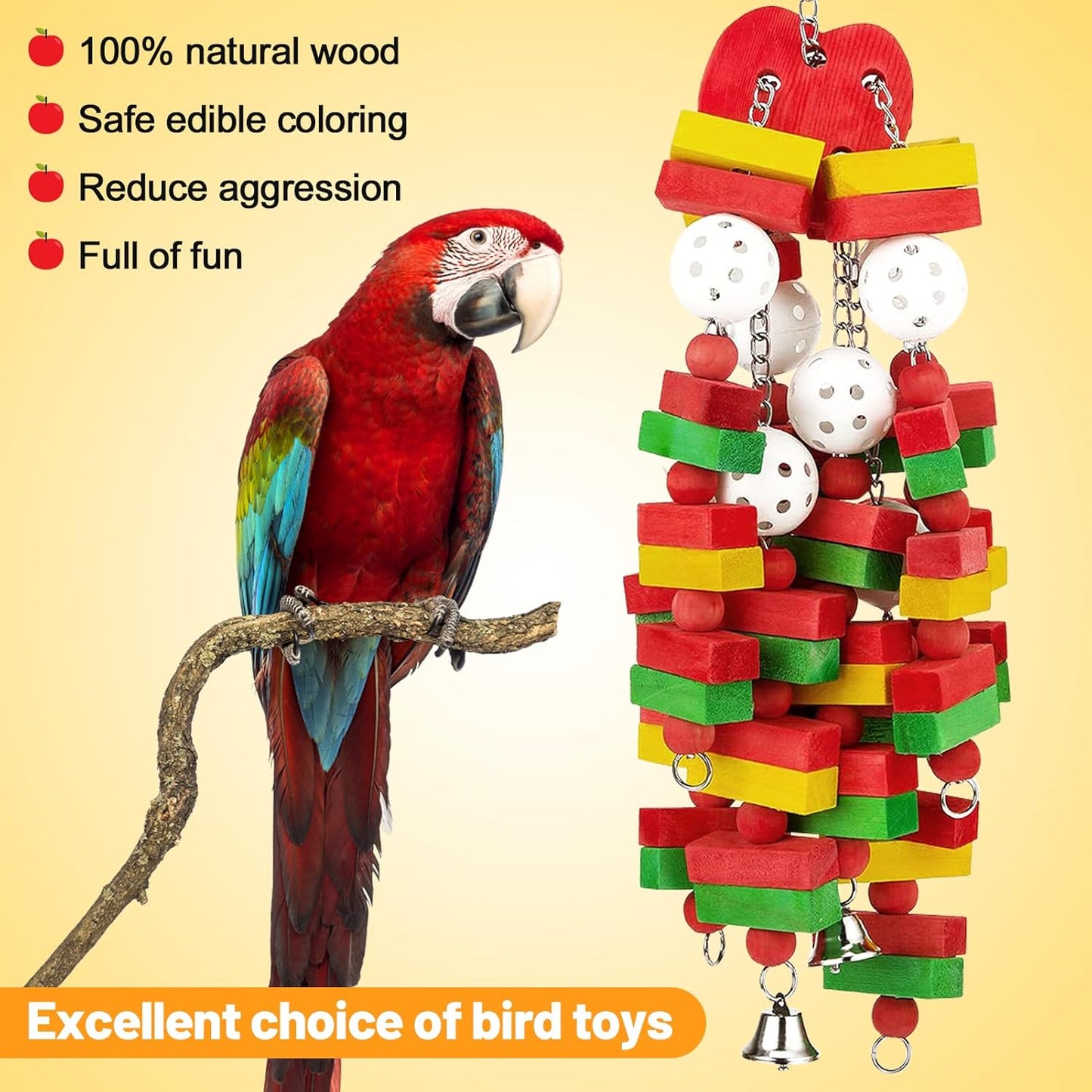MEWTOGO Large Bird Parrot Toys for Cockatoos African Grey Macaws and Amazon Parrots Bird Gift