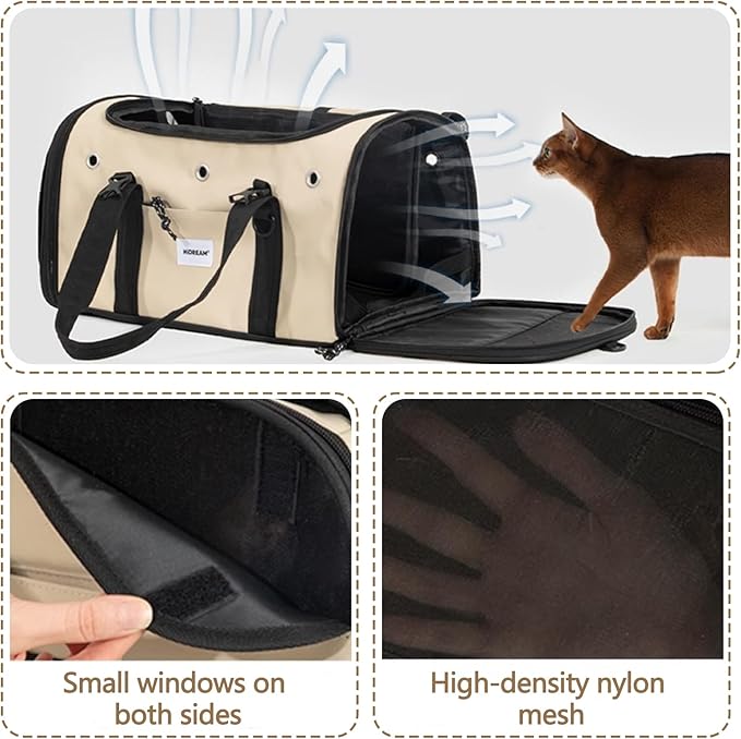 Pet Carrier Bag, Foldable Cat Bag Airline Approved, Soft-Sided Cat Travel Bag, Washable Dog Carrier Privacy Protection for Home Outdoor Travel(S, Grey)