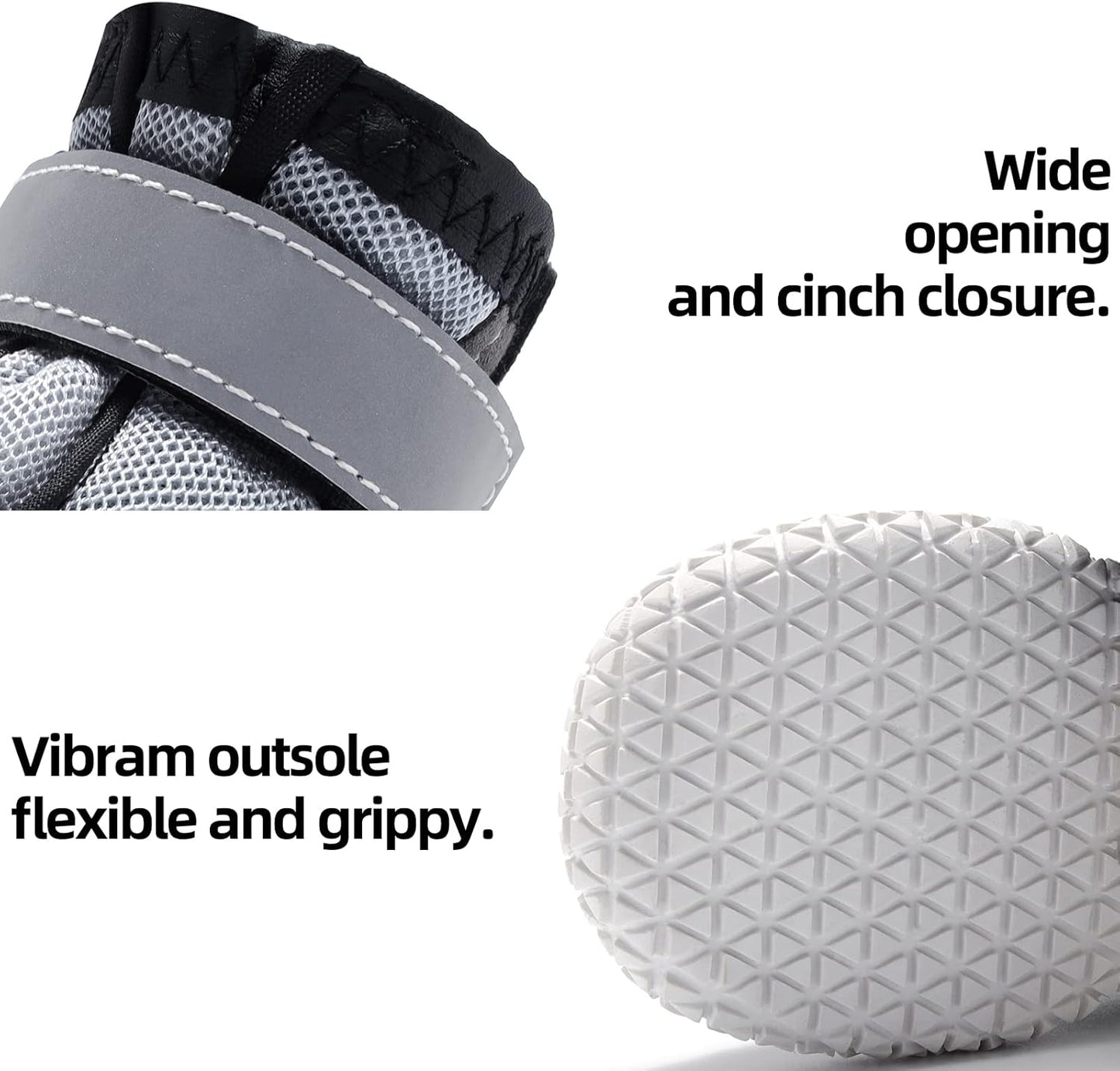 Hcpet Dog Boots for Large Dogs, Dog Shoes for Hot Pavement Winter Snow, Paw Protector Dog Booties Designed for Comfort and Breathability, Outdoor Booties for Small Medium Dogs for Hiking Grey Size 2