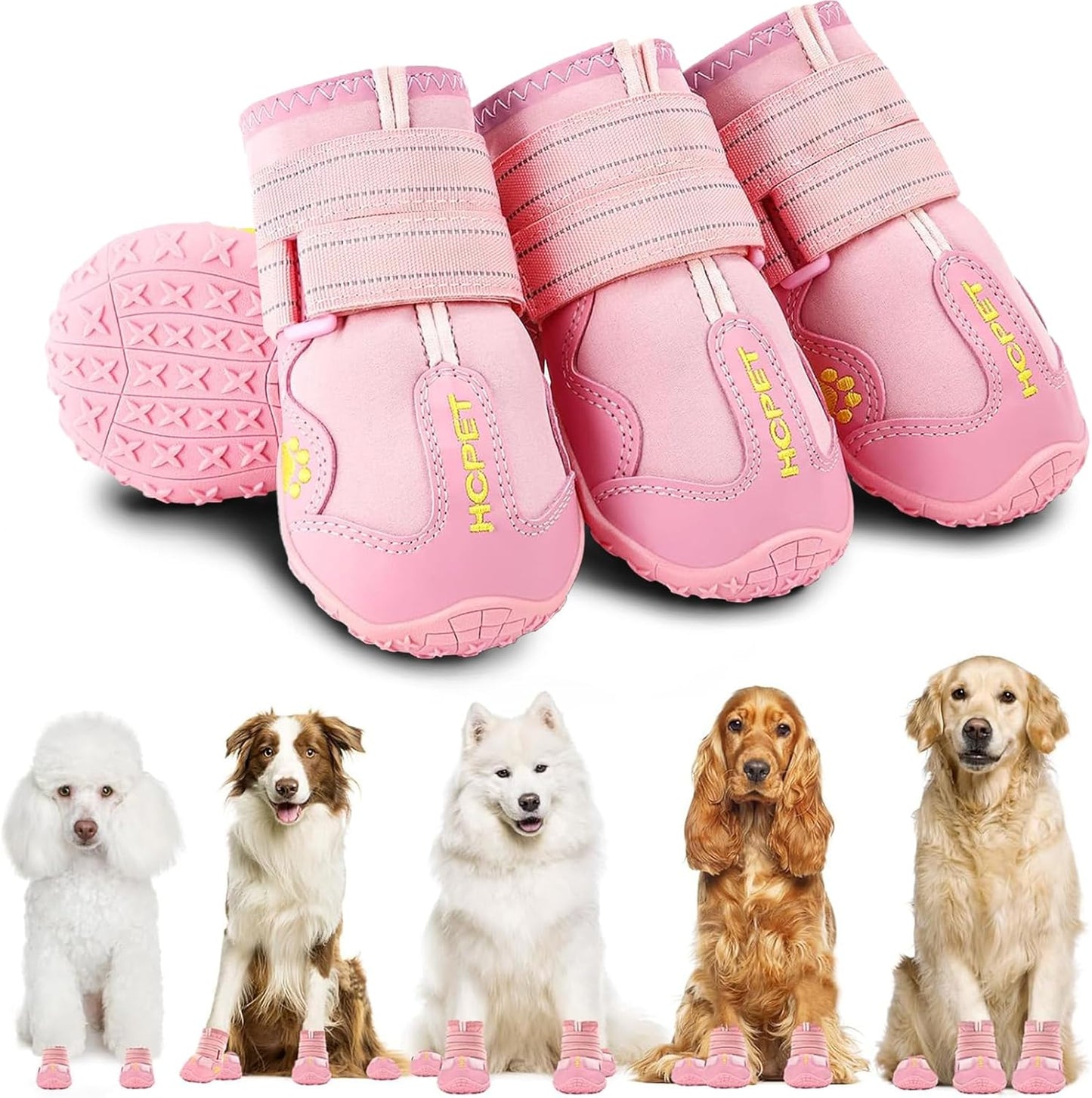 Hcpet Dog Shoes, Dog Boots for Small Dogs, Breathable Medium Dog Booties Paw Protector for Summer Hot Pavement, Winter Snowy Day, Outdoor Walking, Indoor Hardfloors Anti Slip Sole Pink Size 2