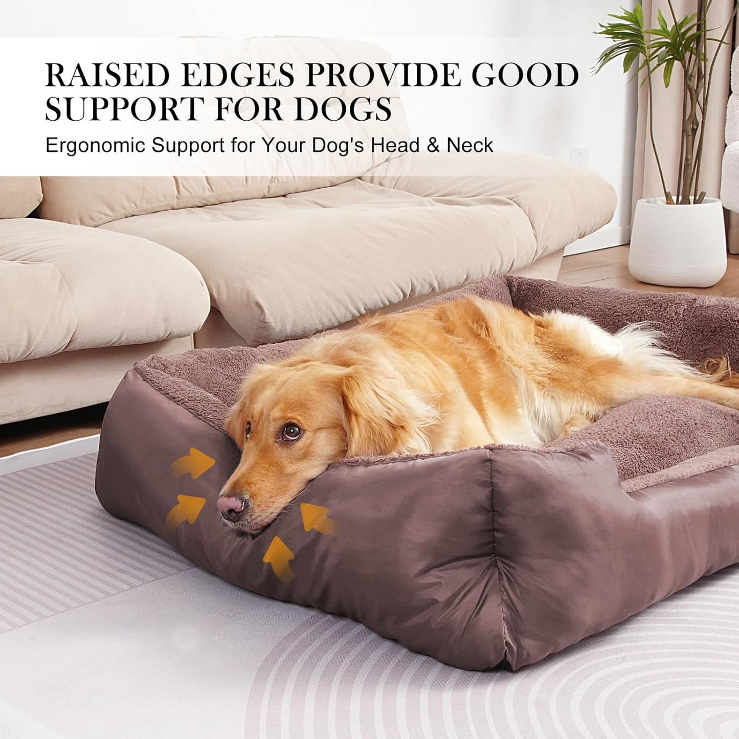 Dog Beds for Small Dogs Washable, Rectangle Dog Bed, Warming Soft Calming Sleeping Puppy Bed with Anti-Slip Bottom