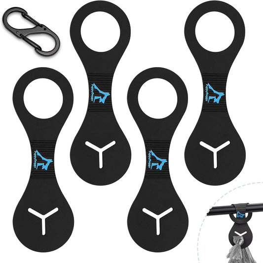 PuppyDoggy Dog Poop Bag Holder for Leash Waste Bag Carrier Dog Poop Bag Dispenser for Walking Running Bicycle Accessory 4 pieces (Black)