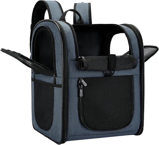 Apollo Walker Dog & Cat Carrier Backpack for 4-15lb Pets - Ventilated Safe Design with Padded Back Support, Breathable Mesh Pet Backpack for Hiking, Travel, Outdoor (Navy)
