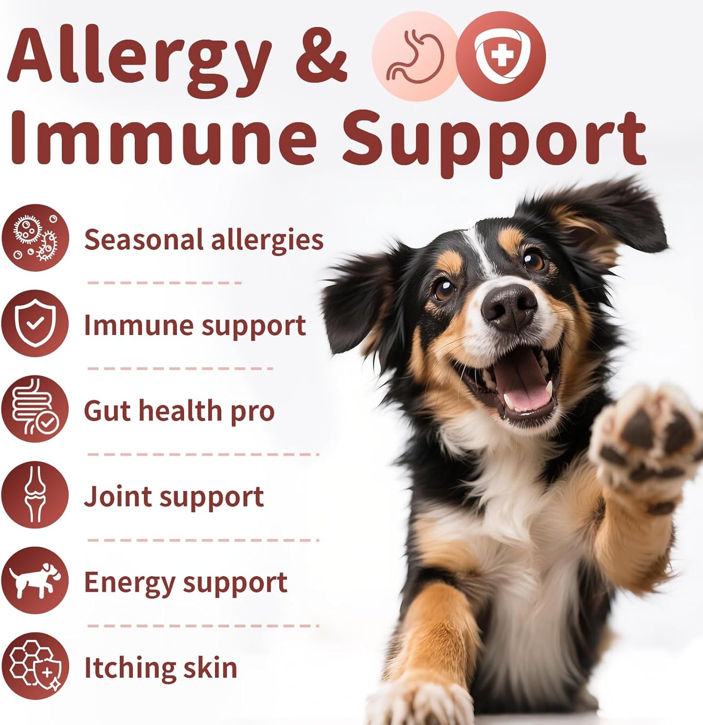 Dog Allergy Chews, Probiotics for Dog Allergy Relief - Itchy Skin and Itchy Ears - Allergy Paw Relief - Seasonal Allergies & Immune Gut Health & Joint, Energy Support, Bacon Flavor - 90 Count