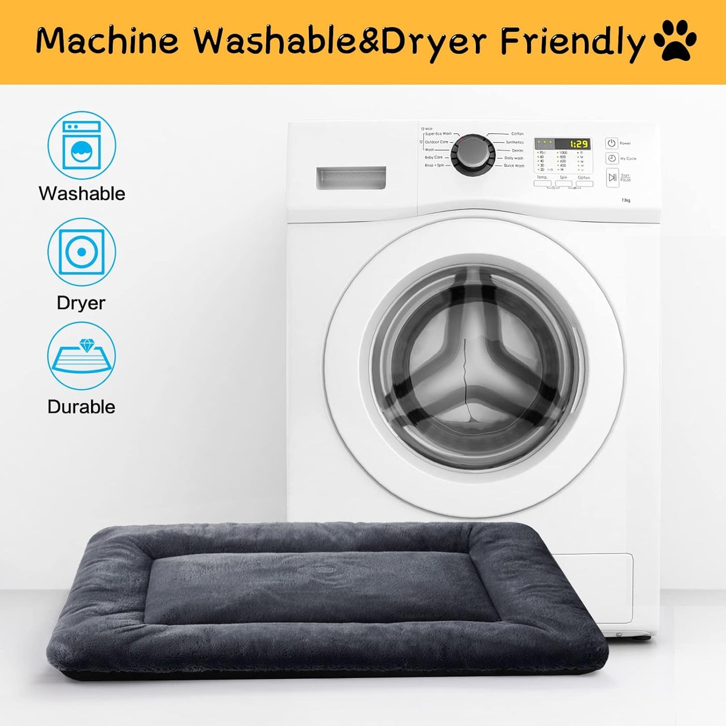 Dog Beds Crate Pad for Small Dogs Ultra Soft Dog Crate Bed Washable & Anti-Slip Kennel Pad for Dogs Cozy Sleeping Mat,Dark Gray 24inch