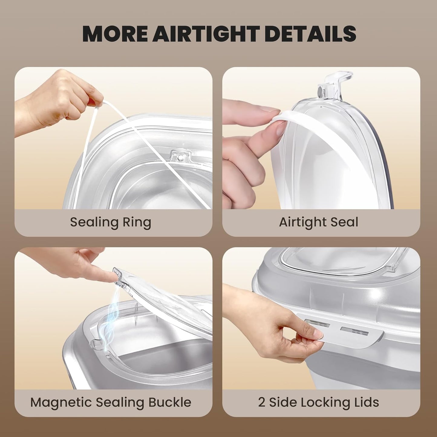 32-35 Lbs Dog Food Storage Container,Collapsible Dog Food Container with Transparent Airtight Lid,Wheels,Date Track,Pet Food Storage Container for Rice,Flour,Sugar,Scoop And 2PCS Containers