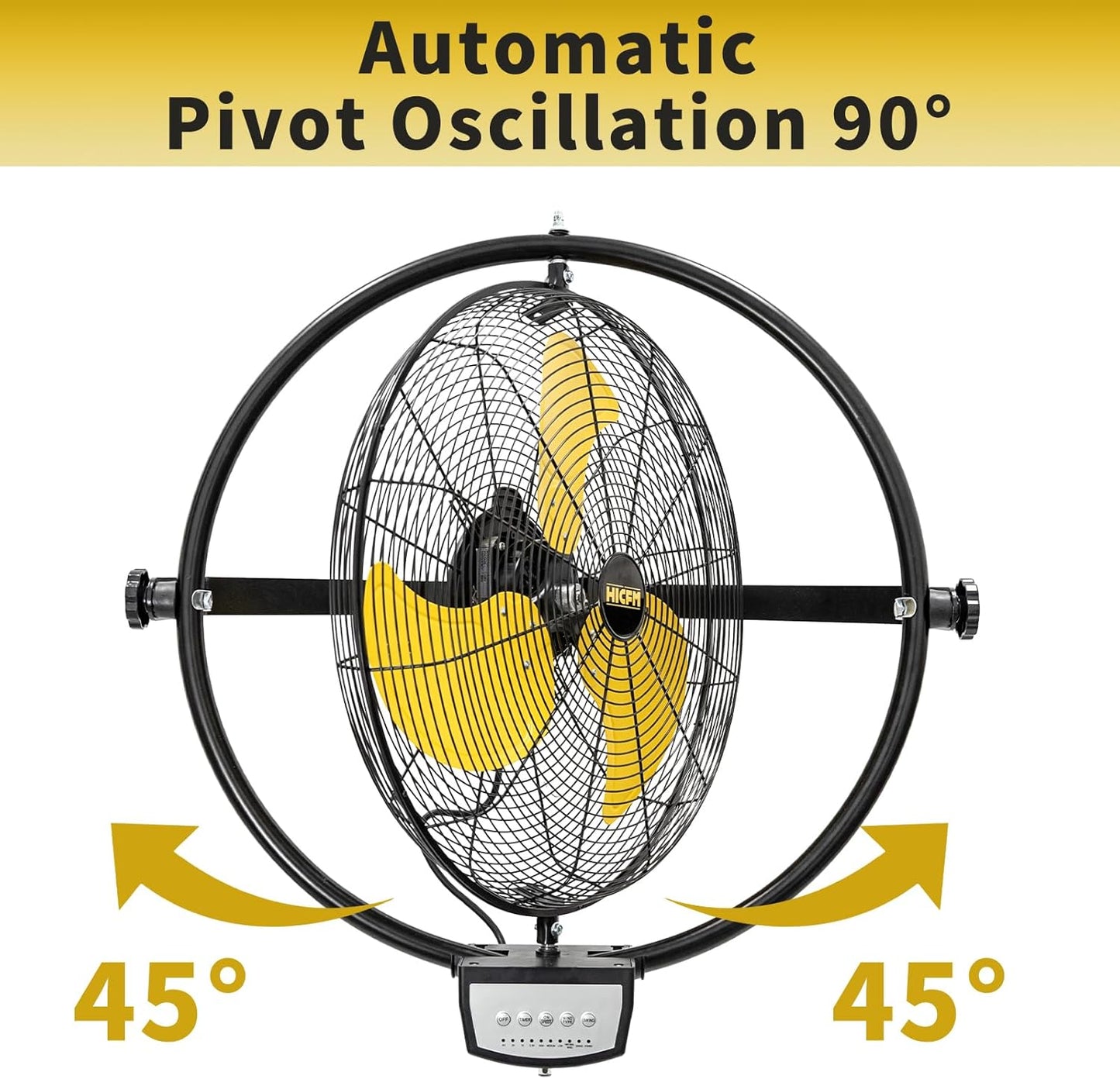 HiCFM 20" Remote Control Wall Mount Fan, 5100 CFM High Velocity 3-Speed Oscillating Wall Fans with Timer for Industrial, Commercial, Warehouse, Garage, Gazebo and Patios - UL Listed
