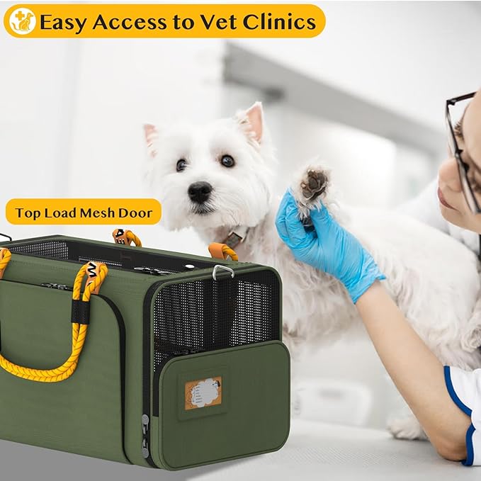 PAWZIDEA Expandable Pet Carrier w/ID Card, 18x11x11 in Small Dog Carrier TSA Airline Approved, Top Load Cat Carrier for 2 Cats Under Seat, Soft-Sided Collapsible Puppy Car Seat Dog Travel Bag, Up 15lb