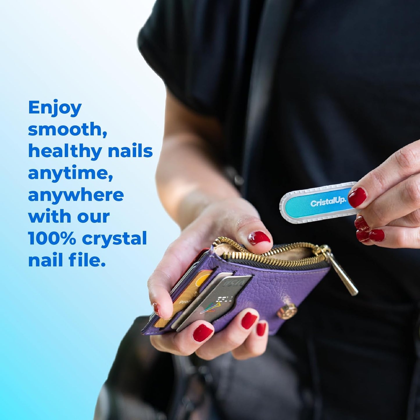 Crystal Nail File 1.6 in, Mini Glass File Ideal for Wallet, Durable, Gentle on Nails, Perfect for Travel, Home, Office and On the Go, Compact for Quick Touch Ups