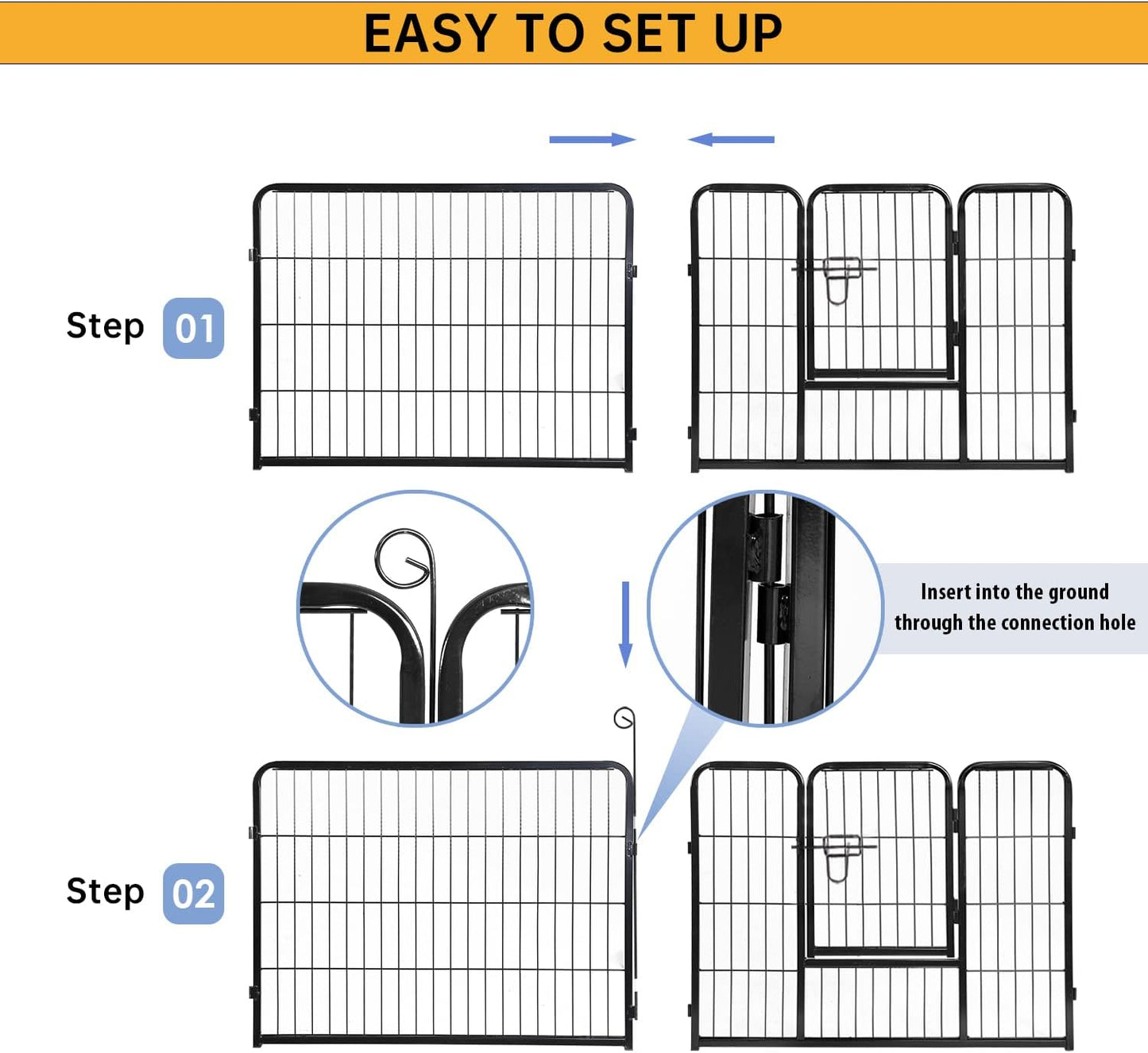 BestPet | Dog Playpen | 24 Inch, 24 Panels | Heavy Duty Metal Pet Exercise Pen | Indoor Outdoor Fence Panels | Rust-Resistant, Removable, Tool-Free Setup | Anti-Skid, Expandable Design