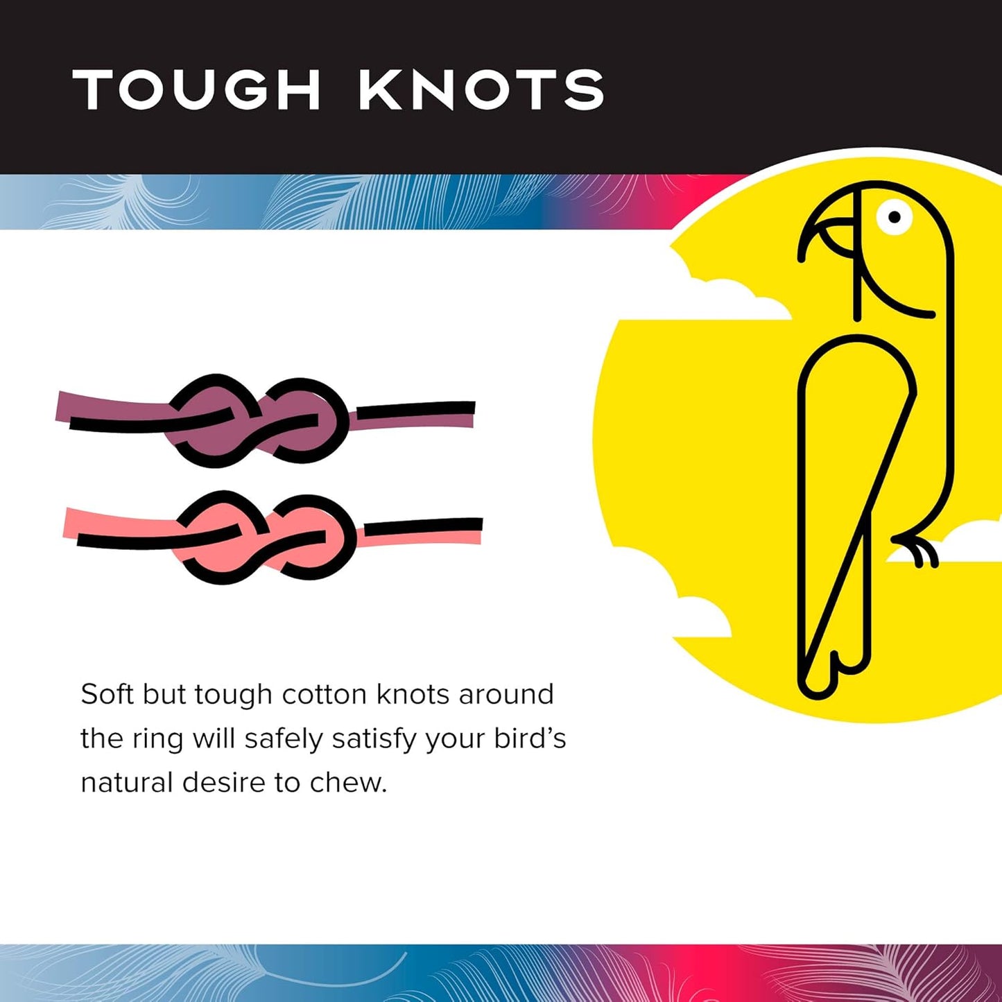 Featherland Paradise Cotton Snuggle Ring Bird Toy, Bird Perch, Large Bird Toys, for Parrots, Cockatoos, Macaws, Large Birds