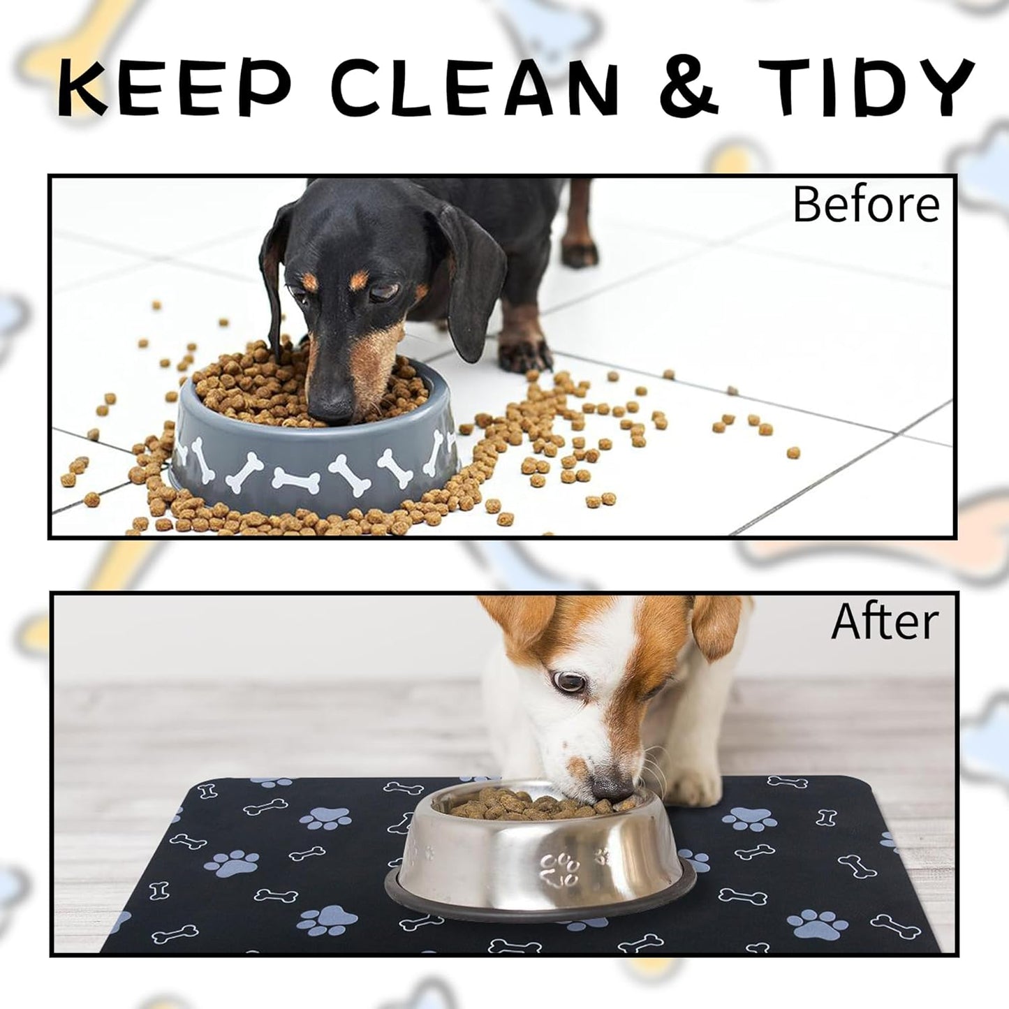 Pet Cat Dog Food Mat Non Slip Mat for Dog Water Bowl Mat Quick Dry Absorbent Cat Feeding Mat, 24 * 16.9 in, Brown