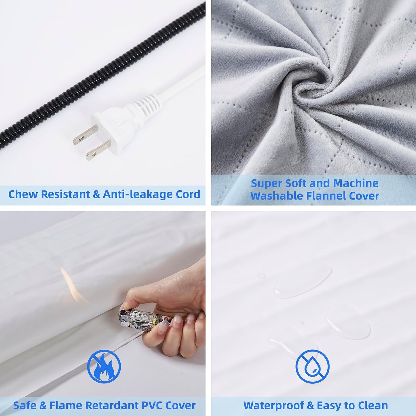 pettycare Pet Heating Pad for Dog Cat, Electric Heating with Steel-Wrapped Cord, 25-Level Timer & 11-Level Temperature Indoor Warming Pads Easy Clean for Puppy Cat Dog S 17.4x14inch