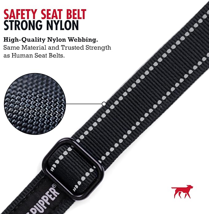 Tuff Pupper Dog Seat Belt | Adjustable Length Dog Seatbelt Restraint | Tangle-Free Locking Carabiner | Shock-Absorbing Bungee | Reflective Stitching for Visibility | Universal Fit for Cars & Trucks