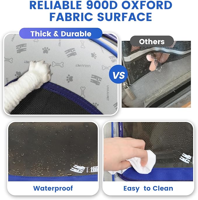 Cat and Dog Backpack Carrier, Foldable Breathable Pet Carrier Backpack with Mesh Ventilation, Large Portable Outing Traveling Pet Bag for Small, Medium Cats, Small Dogs, Blue