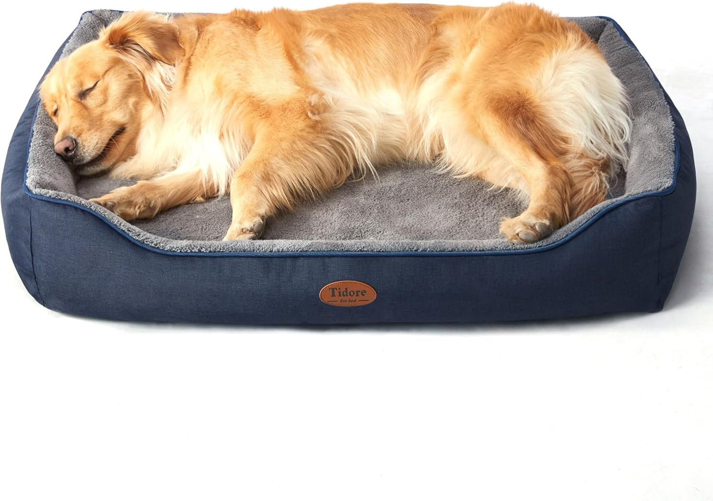 Orthopedic Dog Beds for Medium Dogs, Durable Egg Crate Foam Sofa Dog Bed wit Washable Removable Cover,Waterproof Lining,Pet Bed for Large Dogs (Navy Blue-Velvet, 39.4" L x 31.5" W x 7.4" Th)