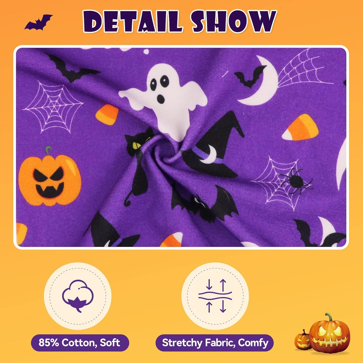 Dog Halloween Pajamas Dog Costumes Pjs Stretchy Funny Costumes Pet Clothes Outfit Pajamas for Small Medium Dogs(S/M)