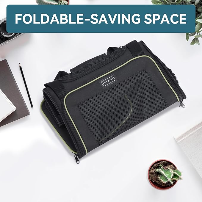 PETSFIT Large Cat Carrier, Dog Carrier up to 25Lbs, Pet Privacy Protection Travel Pet Carrier for Medium and Large Cats, Small Dogs, Puppies (Large, Black)