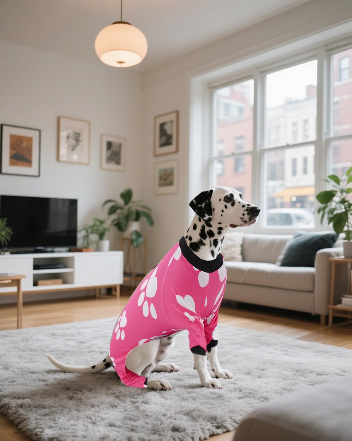 PET SHOW 4 Pack Dog Pajamas for Extra Large Dogs Girl Soft Stretchy PJs Paw Floral Jumpsuit Dog Doughnut Ice Cream Onesies Outfits with Sleeve Pets Breathable Summer Clothes Costume XXXL