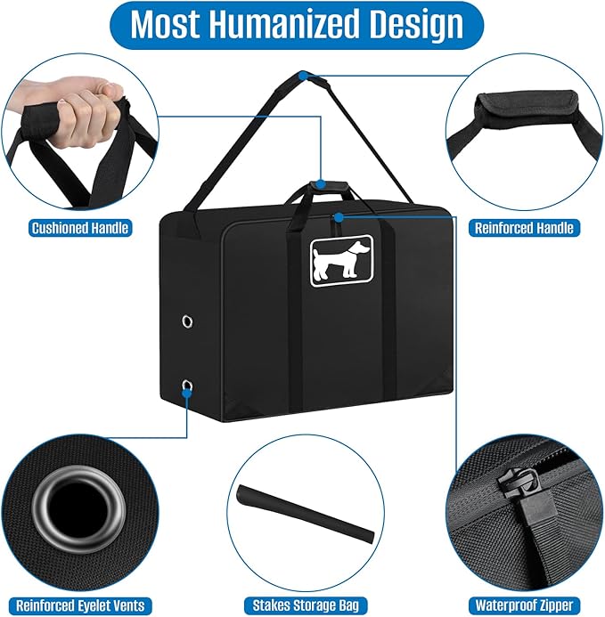 SIRUITON Dog Playpen Storage Bag Fits 32" H 8 Panels and 9 Stakes, Heavy Duty 600D Oxford Fabric Suitable for Foldable Exercise Pet Playpen, Dog Fence Travel Bag with Reinforcing Plate & Shoulder