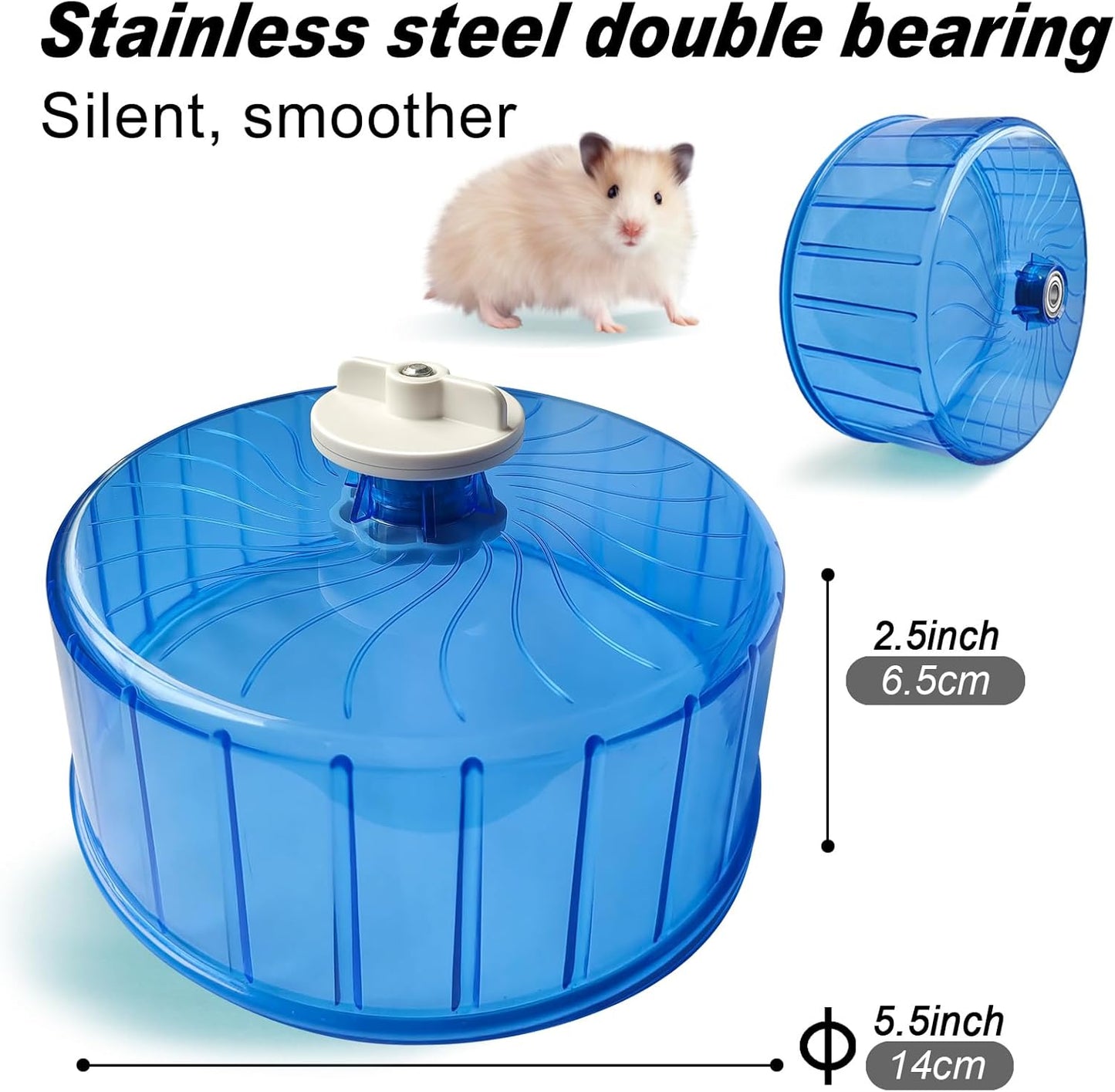 Hamster Wheel,Silent Wheel,Super Silent Hamster Exercise Wheels,Silent Hamster Wheel,Adjustable Stand Hamsters Exercise Wheels,Quiet Rat Wheel (Φ 5.5 inch, Blue)