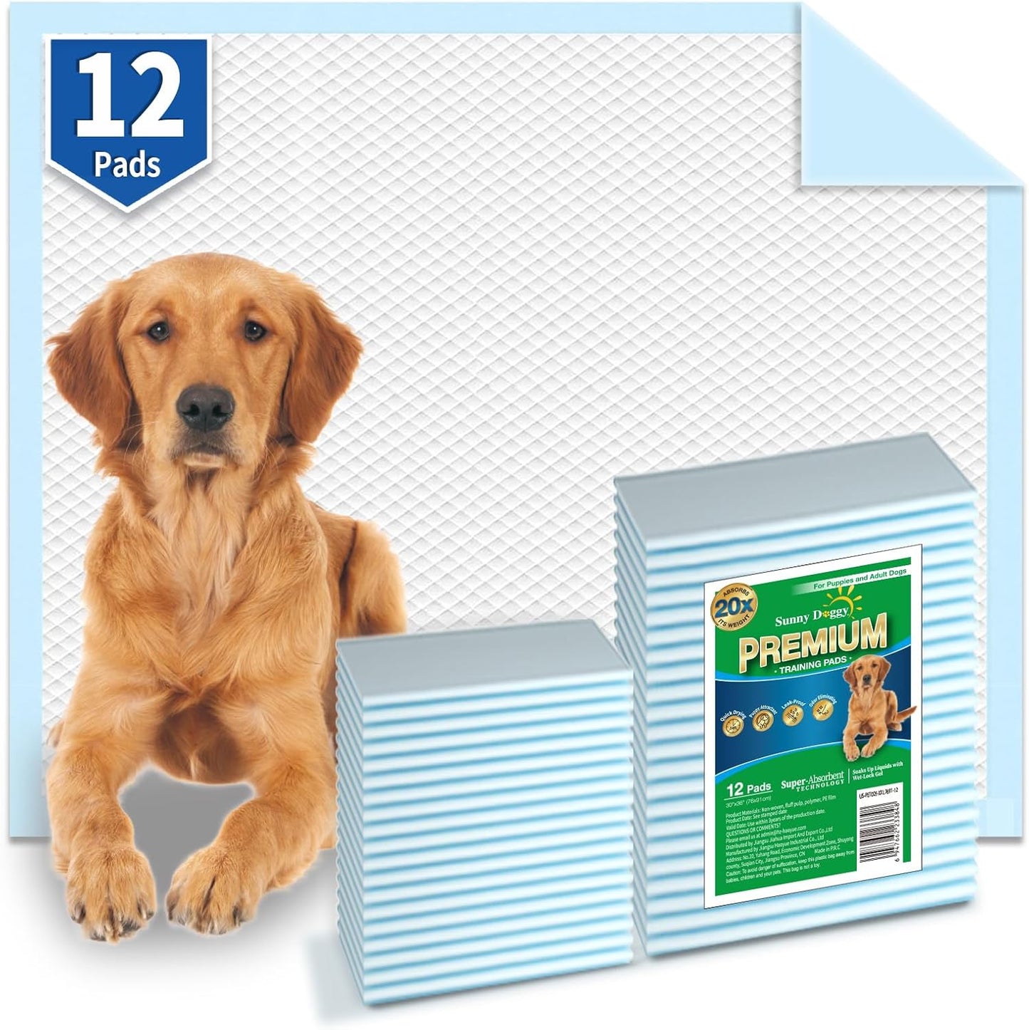 Pee Pads for Dogs, Puppy Pads Pet Training Pads Disposable Upgraded Odor Control, Potty Pads Absorbent and Leak-Proof Dog Housebreaking & Puppy Supplies (30"x36"/12 Count)