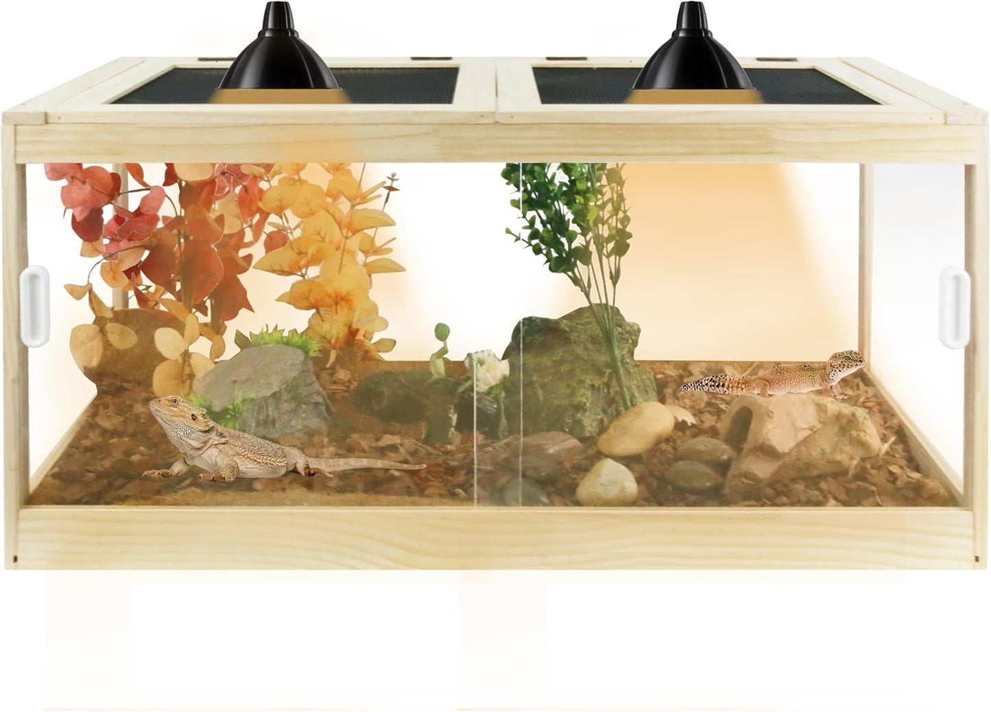 30 Gallon Bearded Dragon Tank, 32 * 16 * 16 Inch Reptile Tank, Lizard Terrarium with Sliding Door & Top Screen Ventilation, Suitable for All Types of Reptile, Snakes, Hamsters,