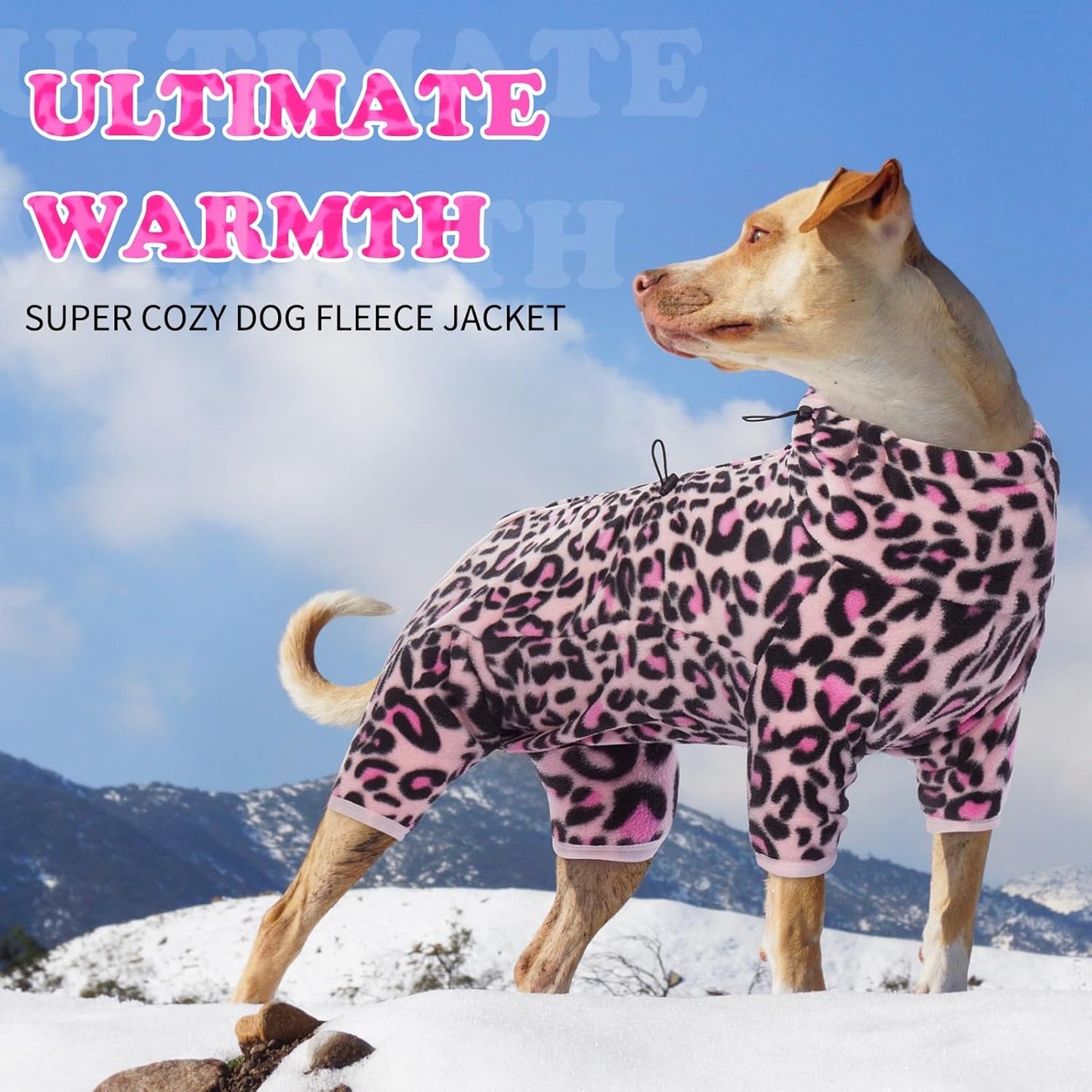 ROZKITCH Dog Winter Jumpsuit, Pet Windproof Warm Cold Weather Jacket Vest with Luminous Zipper, Jumpsuit Apparel Outfit Clothes for Large Giant Dog L-Pink 4XL