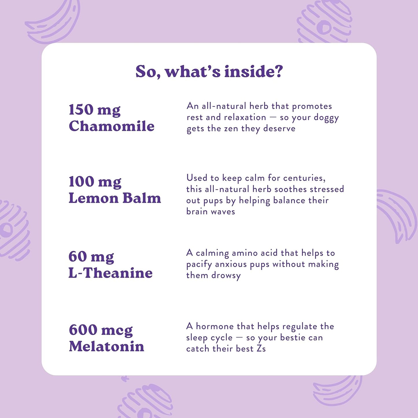 Bocce's Bakery Calming Supplement for Dogs, Daily Chews Made in The USA with Chamomile, Lemon Balm, L-Theanine & Melatonin, Supports Stress, Peanut Butter & Honey, 60 ct