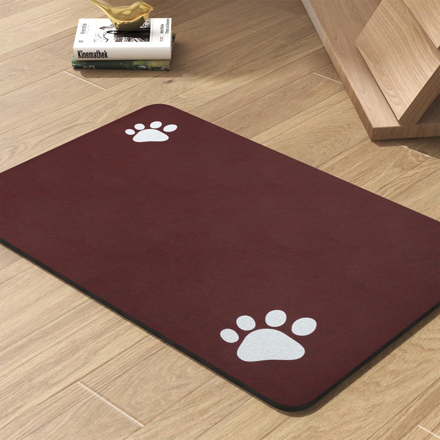 Pet Feeding Mat-Absorbent Dog Mat for Food and Water Bowl-No Stains Quick Dry Water Dispenser Mat-Dog Accessories Pet Supplies-Bowl for Messy Drinkers（RED,17"x34"