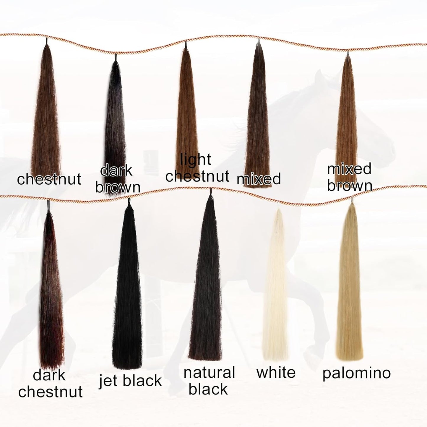 Horse Tail Extensions with Natural Loop Top, Blunt Cut Bottom, 3/8 LB 28-30 Inches Long (red Chestnut)