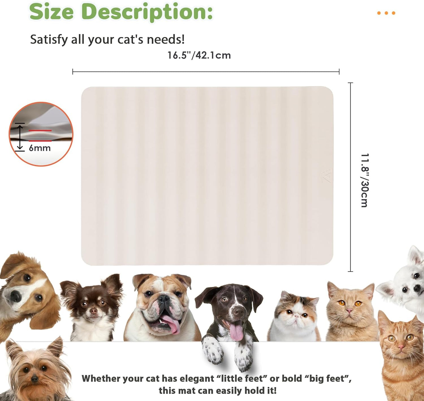 Li&Zhao Dog Food Mat - Wave Cat Food Mat Pet Food Mat Dog Bowl Mat Waterproof Pet Mats for Food and Water for Floors Waterproof(Beige)