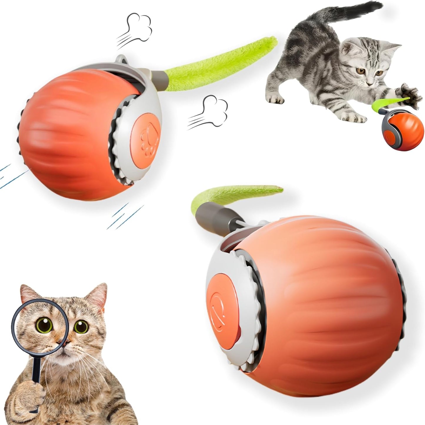 Upgraded speedy tail 2.0 cat toys Indoor Cat Interactive Toy: Sensor Cat Teasing Ball, Pet Electronic Chasing and Exercise Toy, Specially Designed for Bored Cats, Two Modes & One-Click Switching