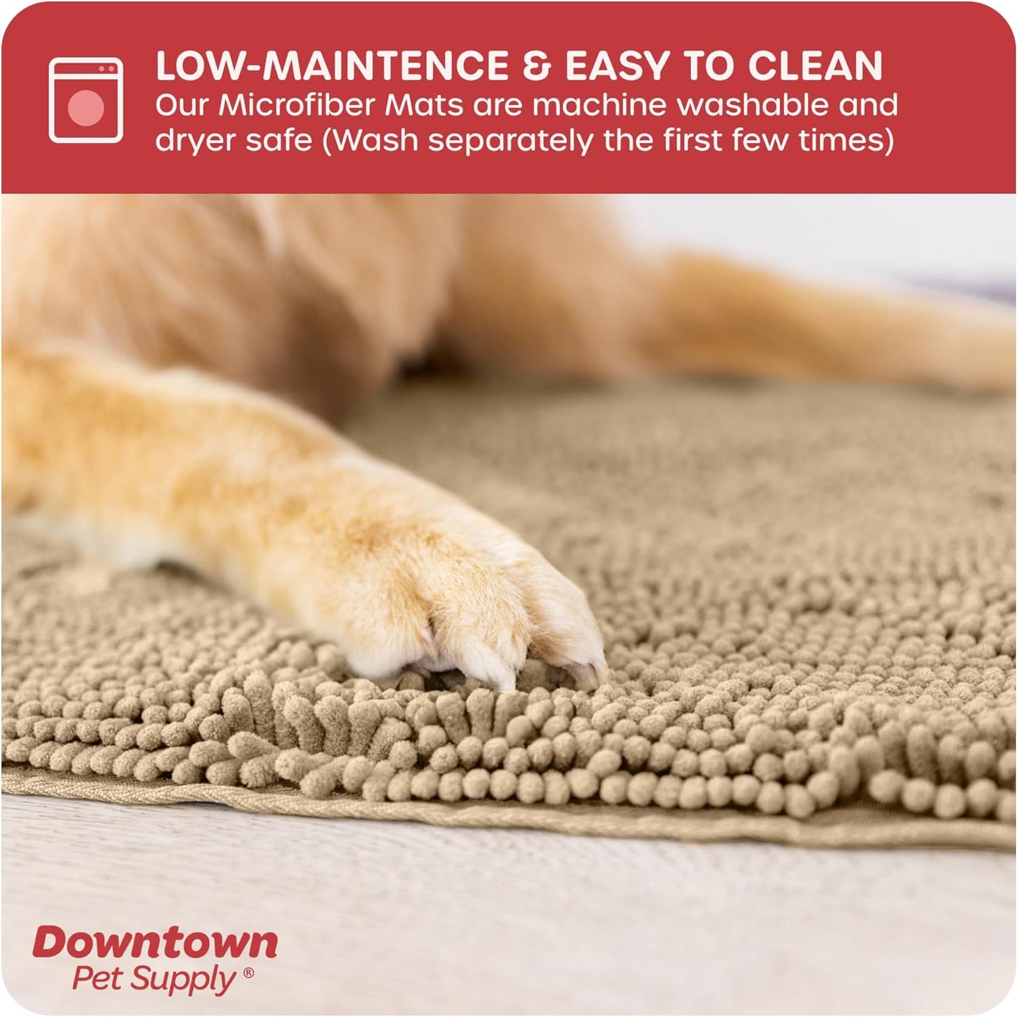My Doggy Place Microfiber Dog Mat for Muddy Paws, 31" x 20" Oatmeal - Absorbent and Quick-Drying Dog Paw Cleaning Mat, Washer and Dryer Safe - Non-Slip Rubber Backed Dog Floor Mat, Medium
